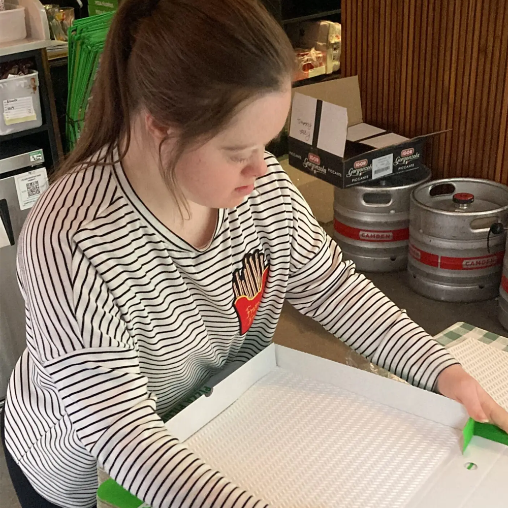 young person working